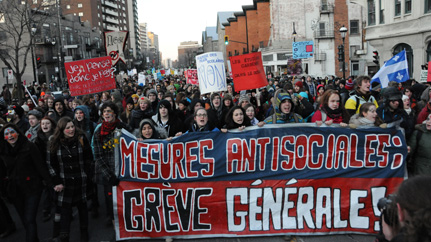Greve de estudantes em Quebec, Canadá, contra aumento das mensalidades