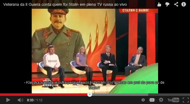 Veterana da II Guerra conta quem foi Stálin em plena TV russa, ao vivo