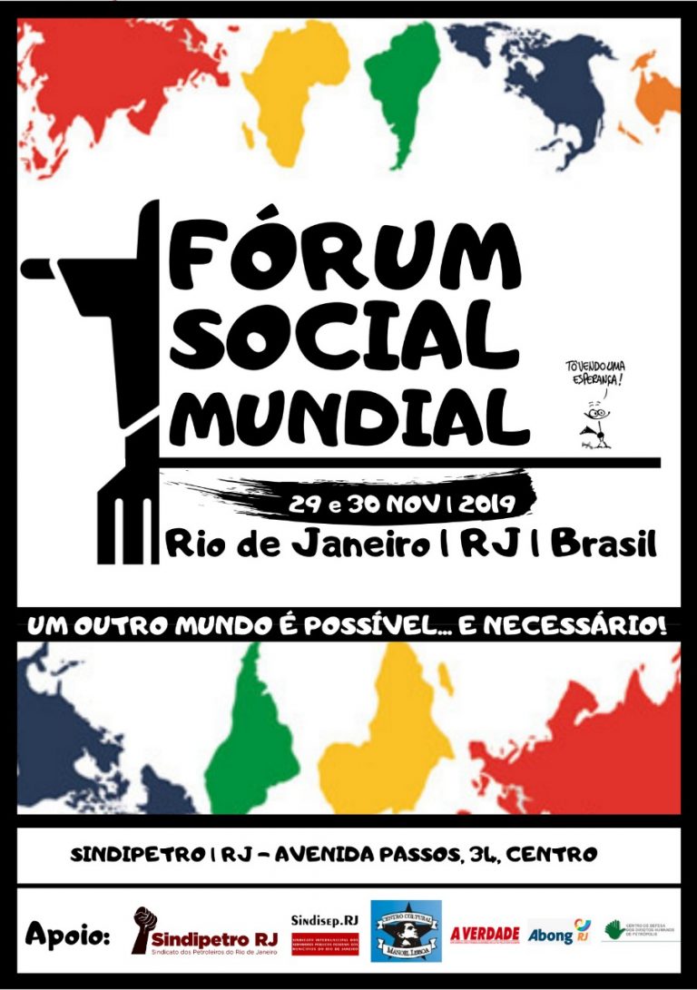 Rio de Janeiro sediará Fórum Social Mundial em novembro