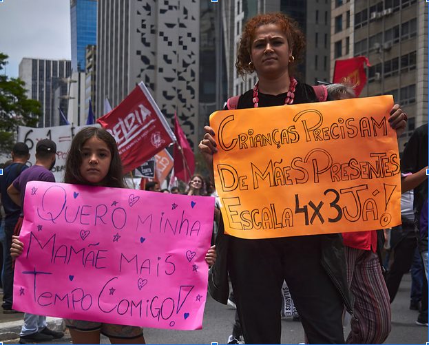 Mulheres foram importante contingente da manifestação pelo fim da escala 6x1. Foto: Luiz Monclar / JAV SP