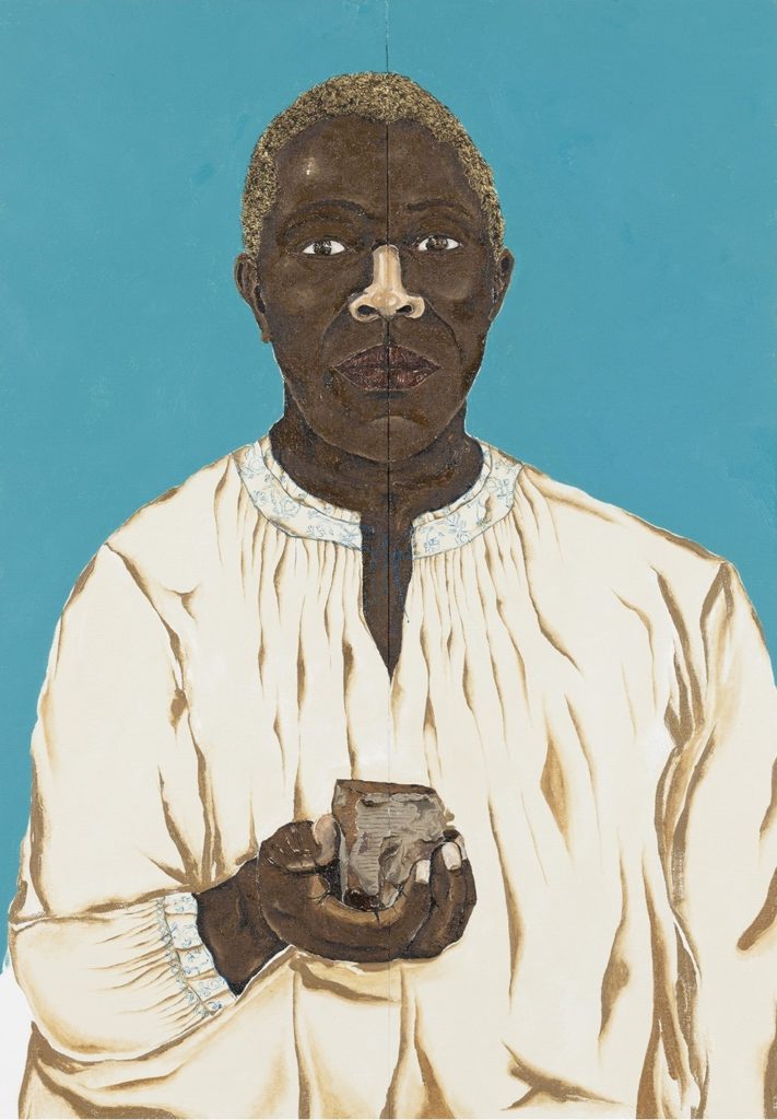 Retrato de Ventura Mina. Óleo e folha de ouro sobre tela, de Dalton Paula, 2019. Foto: Paulo Rezende