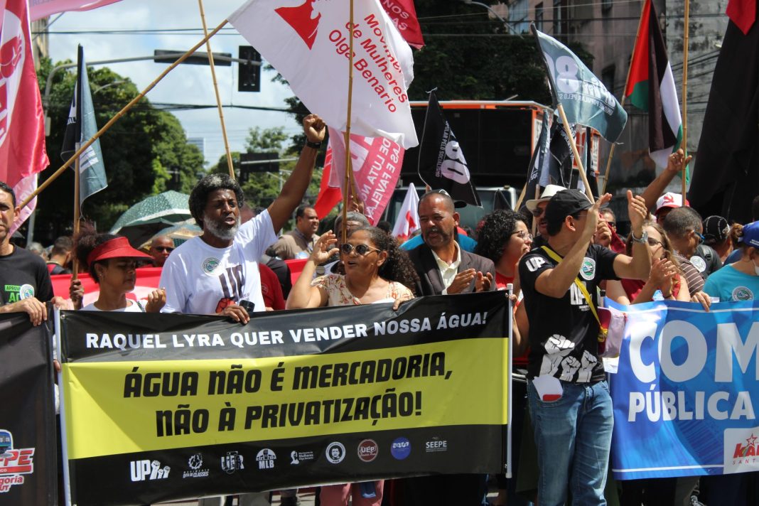 Privatização Compesa. Manifestação denunciou projeto privatista do governo de Pernambuco. Foto: Jesse Lisboa (JAV/PE)