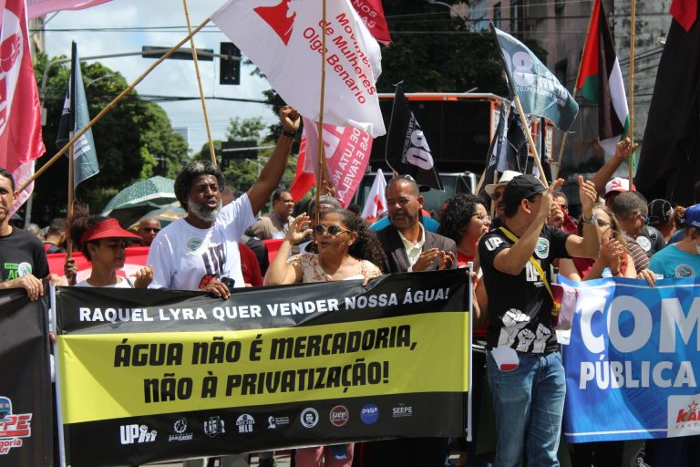 Privatização Compesa. Manifestação denunciou projeto privatista do governo de Pernambuco. Foto: Jesse Lisboa (JAV/PE)