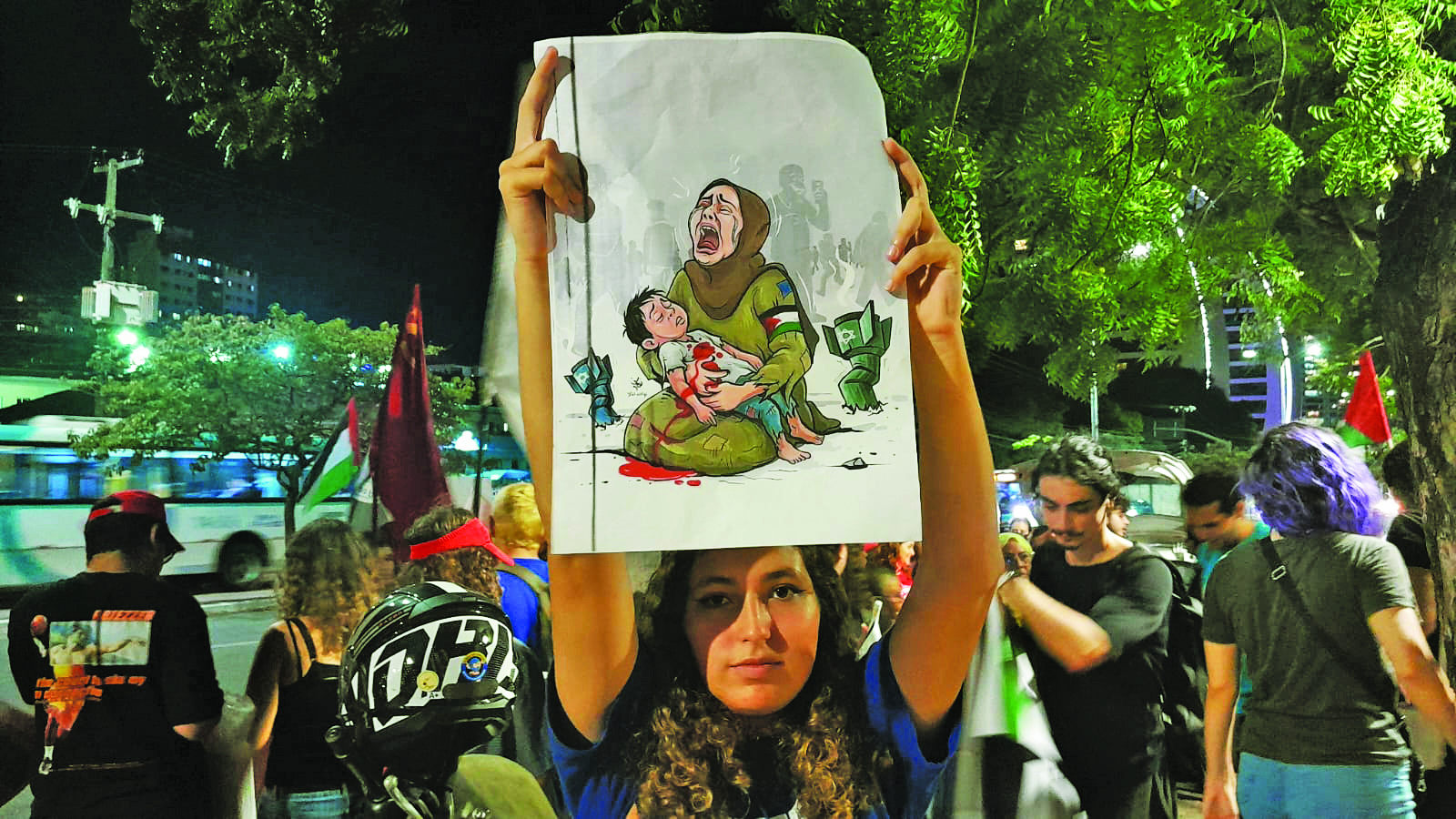 Ato em Fortaleza denuncia genocídio do povo de Gaza. Foto: JAV/CE PALESTINA GENOCÍDIO