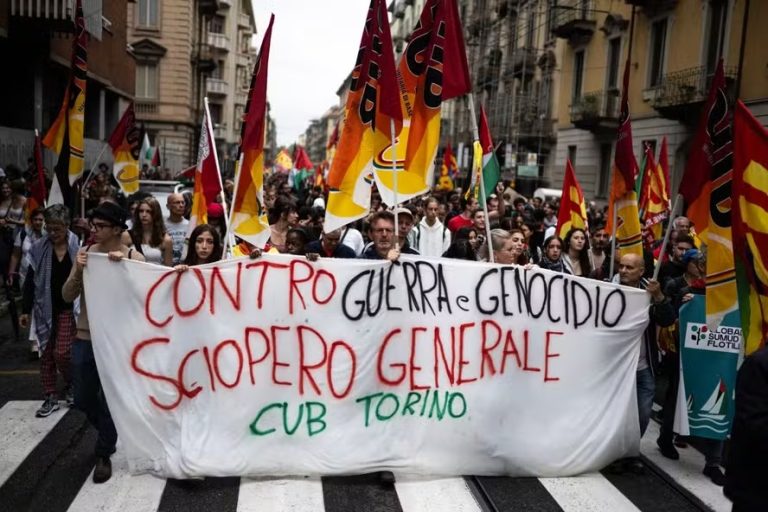 Greve geral na Itália em defesa do povo palestino