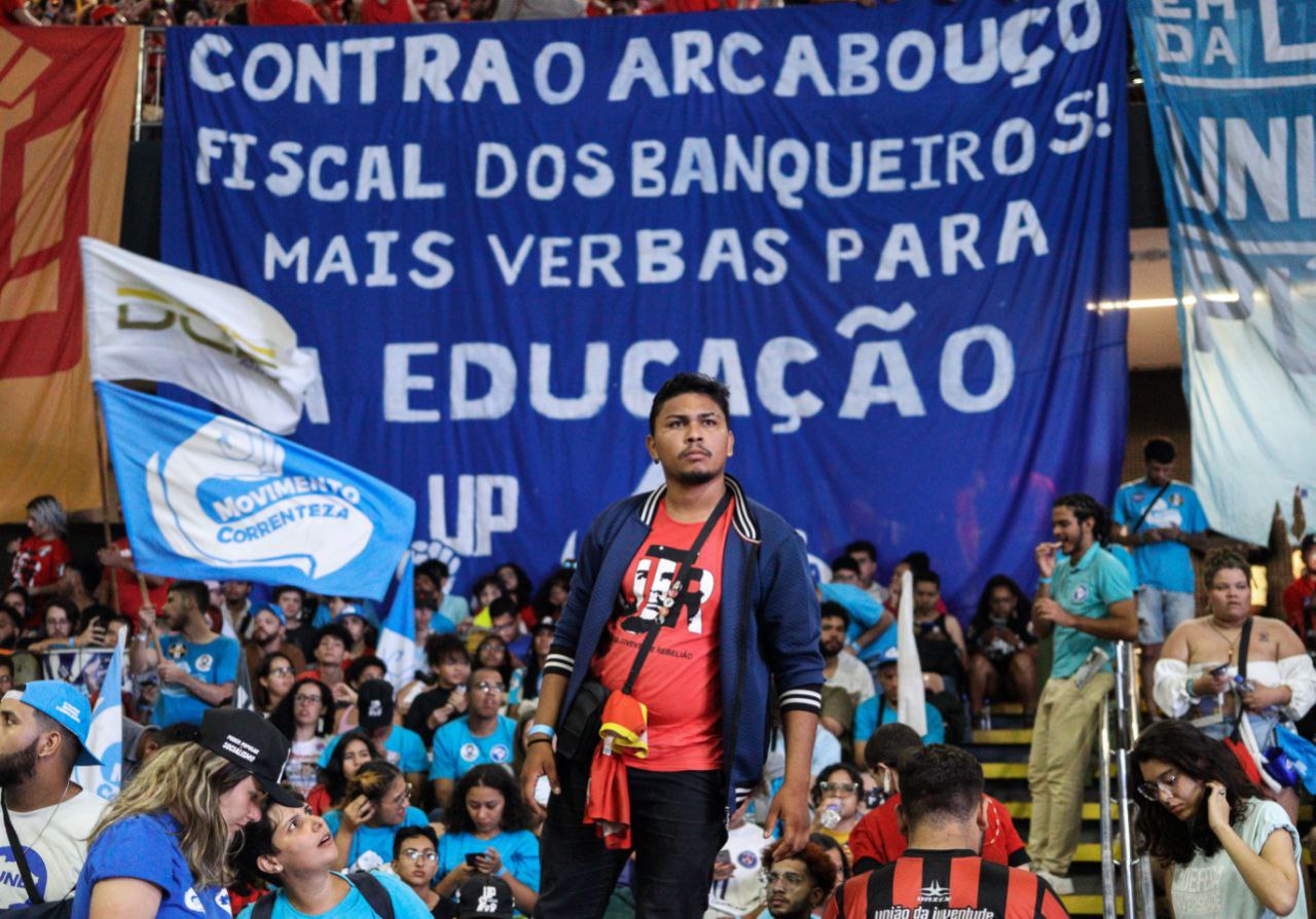 Bancada do Correnteza no Congresso da UNE. Foto: Lucas Barbosa (JAV/SP)